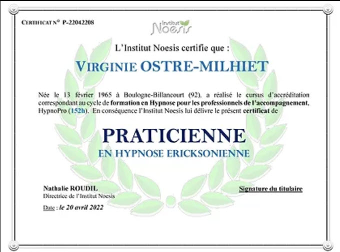 certificat hypnose